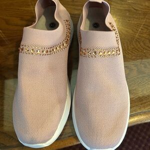 NWOT Pink Slip-On Women's Rhinestone Shoes